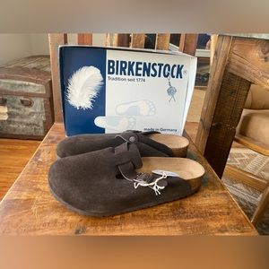 Birkenstock Boston Suede Mocha, Soft footbed, New!